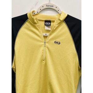 Vtg Louis Garn4u Jersey Bike Cycling Shirt L Women’s Yellow 1/4 Zip Neck